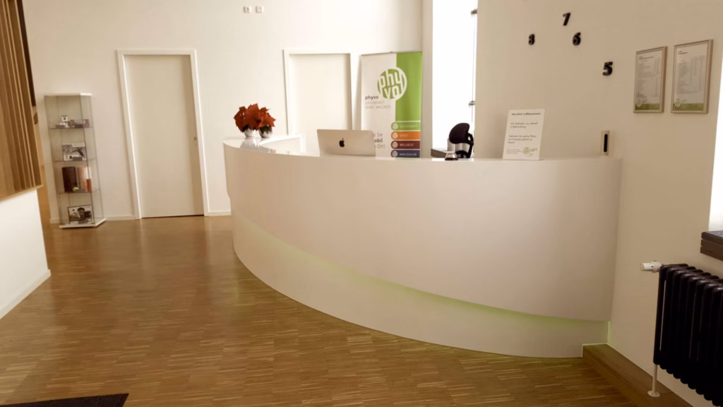 phyvoLOFT 4 Eingangsbereich der Physiotherapiepraxis phyvoLOFT